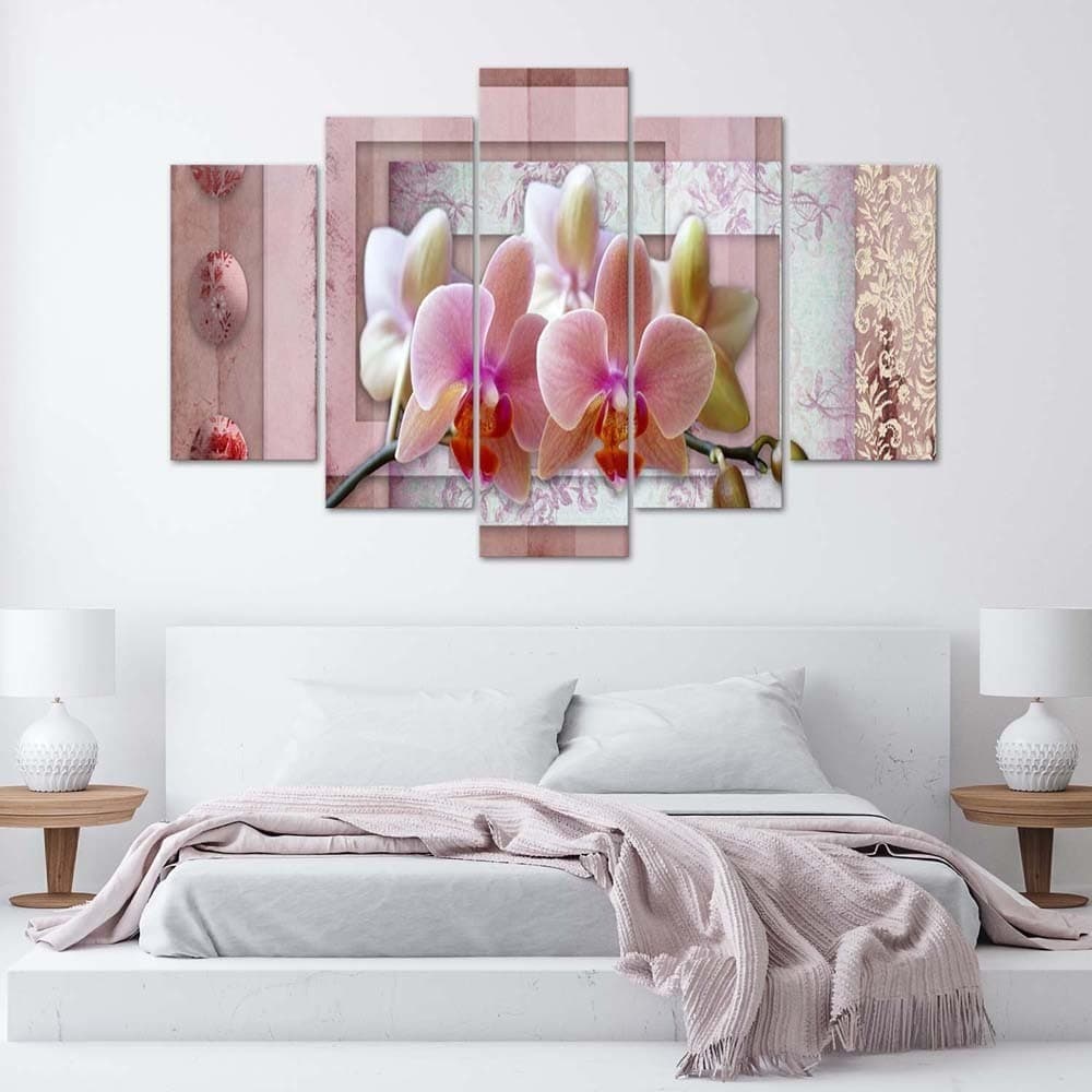 Quadri Quadro 5 pezzi Stampa su tela Orchidee a fiore rosa in Poster e stampe Collezione Casa - Trebisacce, commercioVirtuoso.it