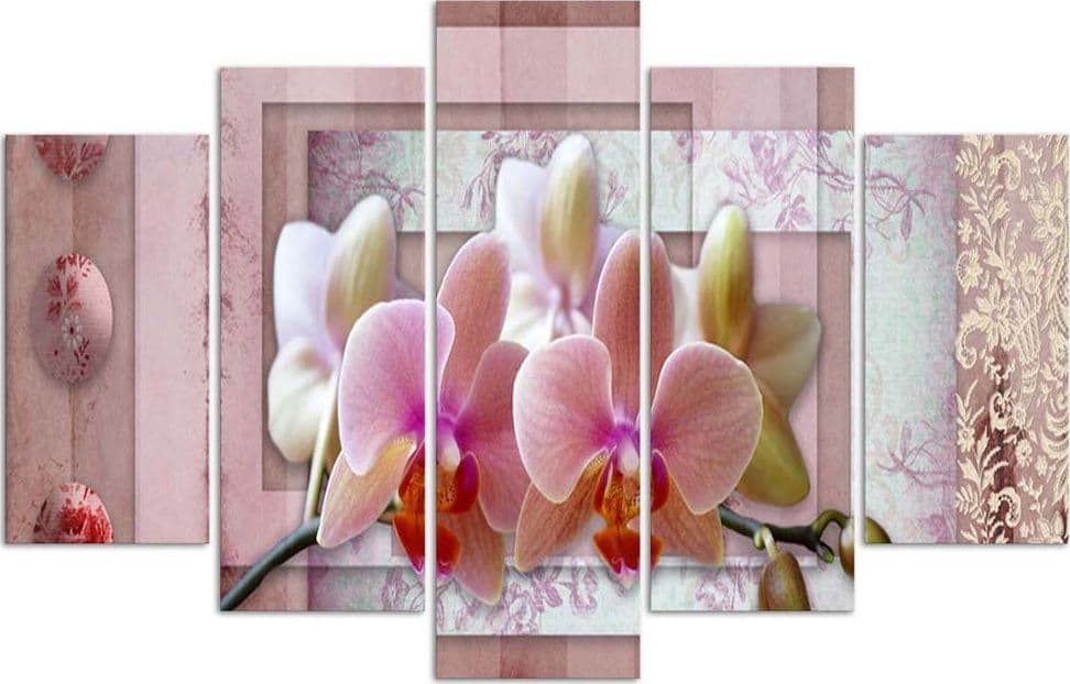 Quadri Quadro 5 pezzi Stampa su tela Orchidee a fiore rosa in Poster e stampe Collezione Casa - Trebisacce, commercioVirtuoso.it