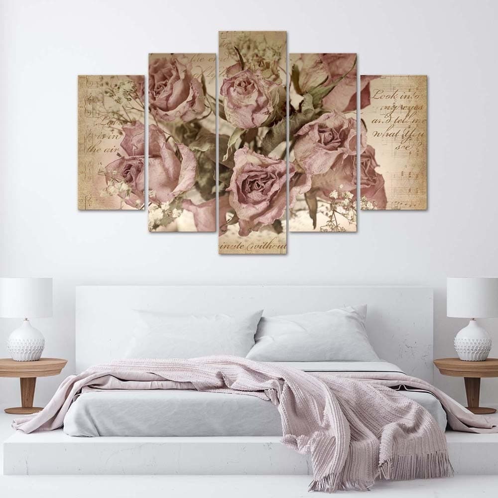 Quadri Quadro 5 pezzi Stampa su tela Fiori di rose rosa in Poster e stampe Collezione Casa - Trebisacce, commercioVirtuoso.it