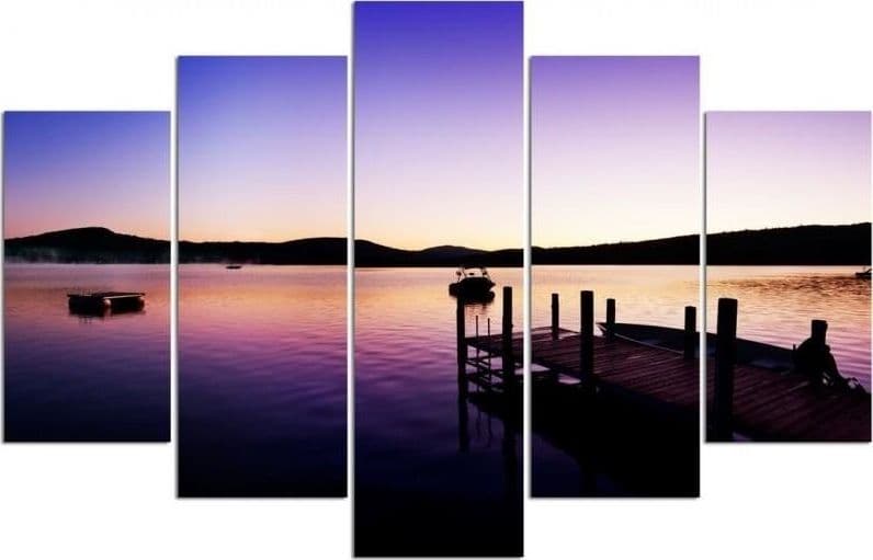 Quadro su tela 5 pannelli Ponte Tramonto Viola in Poster e stampe Collezione Casa - Trebisacce, commercioVirtuoso.it