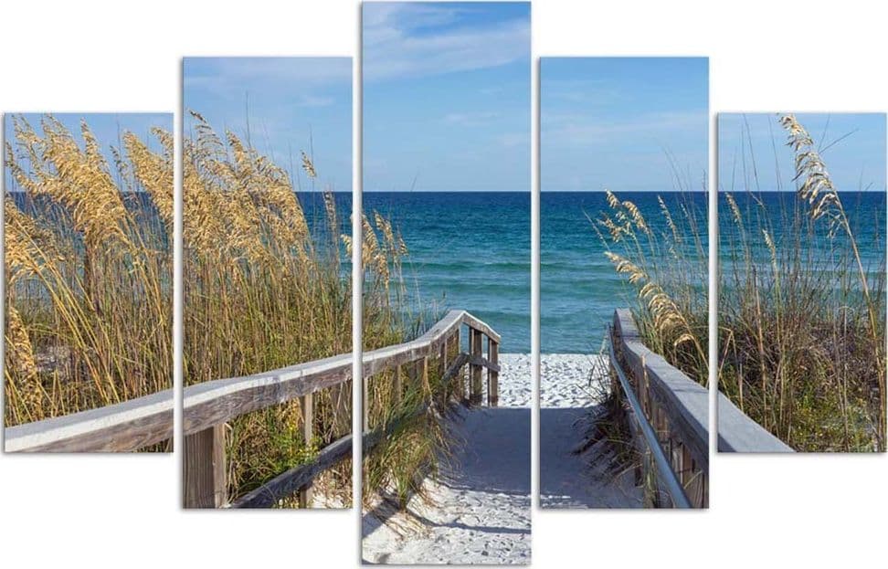 Quadro su tela 5 pannelli Mare Spiaggia Natura in Poster e stampe Collezione Casa - Trebisacce, commercioVirtuoso.it