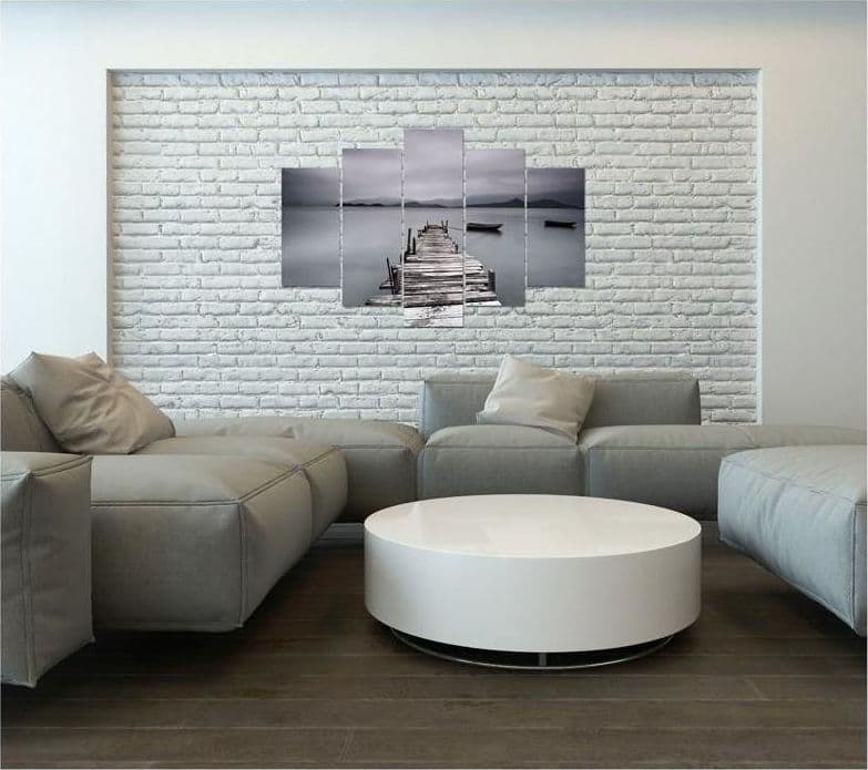 Quadro su tela 5 pannelli Molo Lago Immagine di paesaggio in Poster e stampe Collezione Casa - Trebisacce, commercioVirtuoso.it