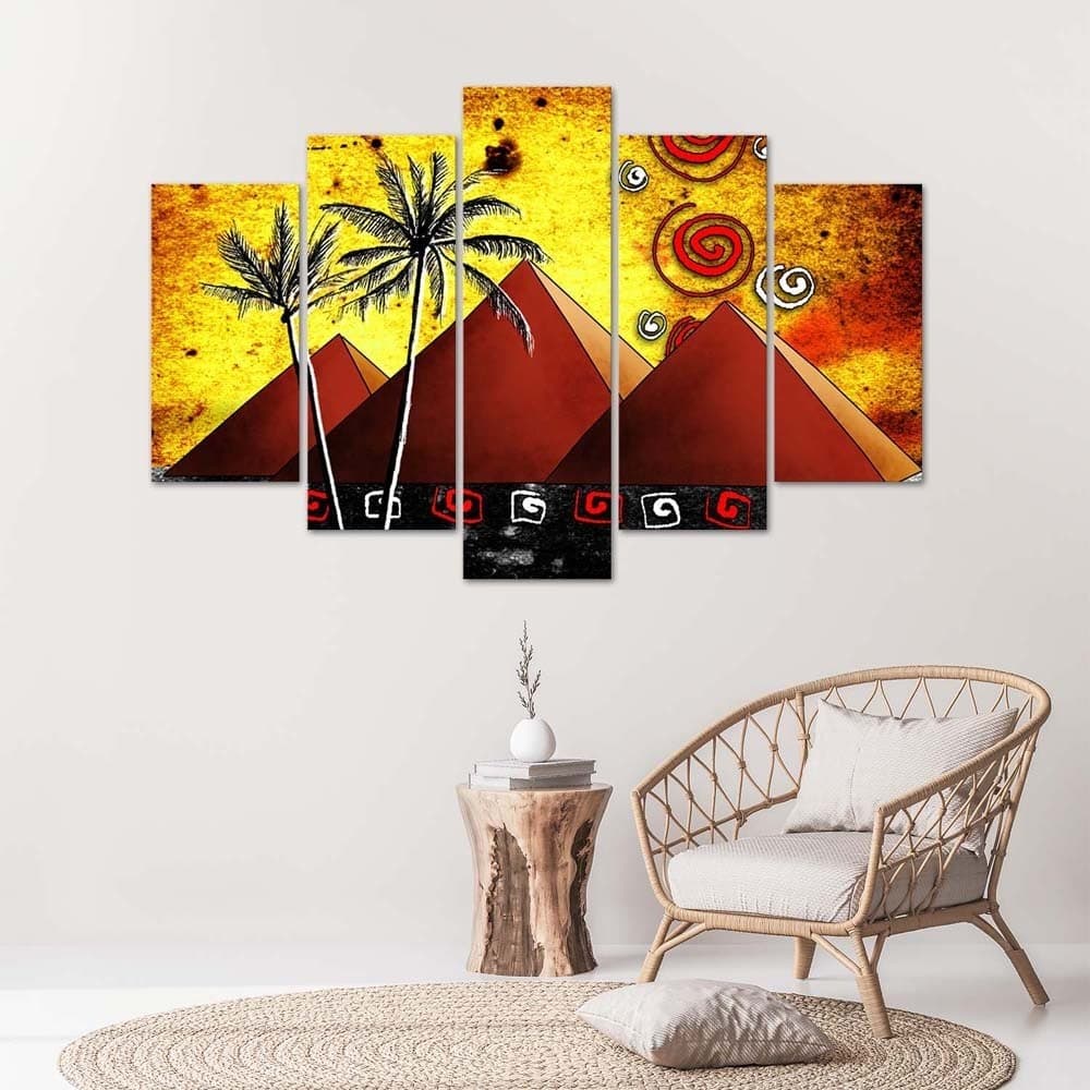 Quadro su tela 5 pannelli Africa Piramidi Palme in Poster e stampe Collezione Casa - Trebisacce, commercioVirtuoso.it