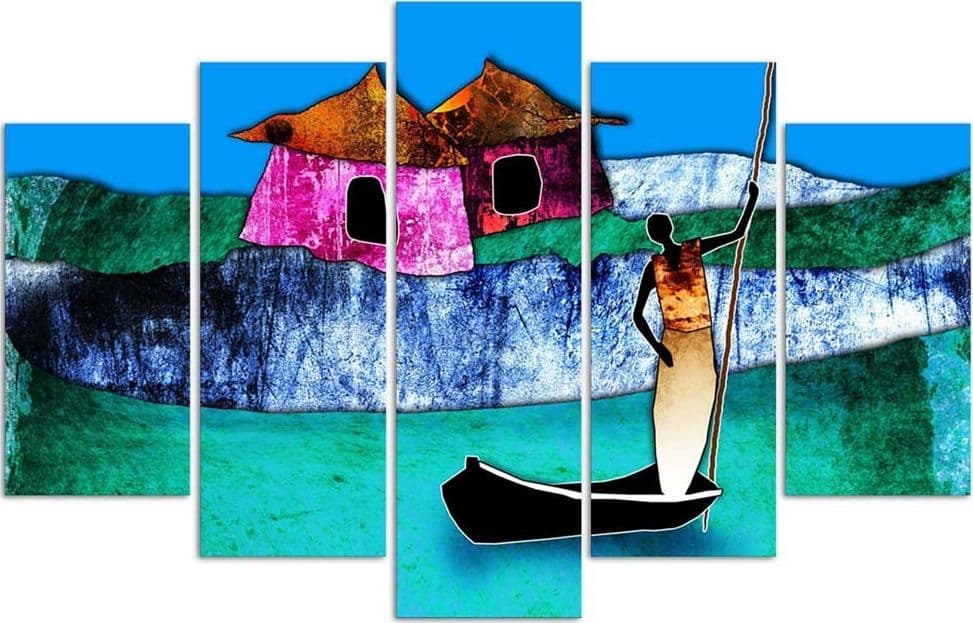 Quadro su tela 5 pannelli Africa colorata Natura in Poster e stampe Collezione Casa - Trebisacce, commercioVirtuoso.it