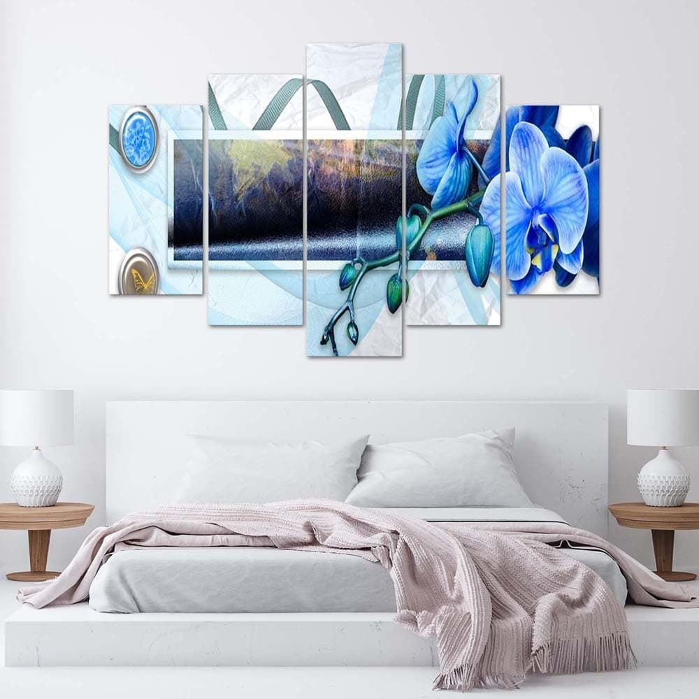 Quadro su tela 5 pannelli Astratto di orchidea blu in Poster e stampe Collezione Casa - Trebisacce, commercioVirtuoso.it