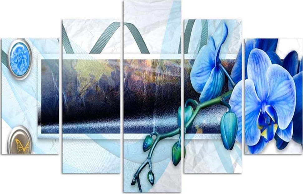Quadro su tela 5 pannelli Astratto di orchidea blu in Poster e stampe Collezione Casa - Trebisacce, commercioVirtuoso.it