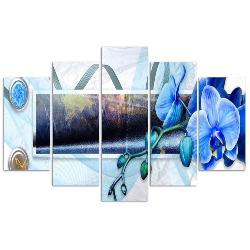 Quadro su tela 5 pannelli Astratto di orchidea blu in Poster e stampe Collezione Casa - Trebisacce, commercioVirtuoso.it