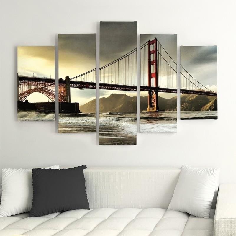 Quadro su tela 5 pannelli Ponte del Golden Gate in Poster e stampe Collezione Casa - Trebisacce, commercioVirtuoso.it