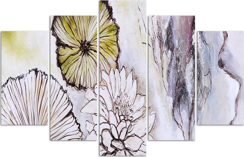 Quadri Quadro 5 pezzi Stampa su tela Fiori acquerellati Beige in Poster e stampe Collezione Casa - Trebisacce, commercioVirtuoso.it