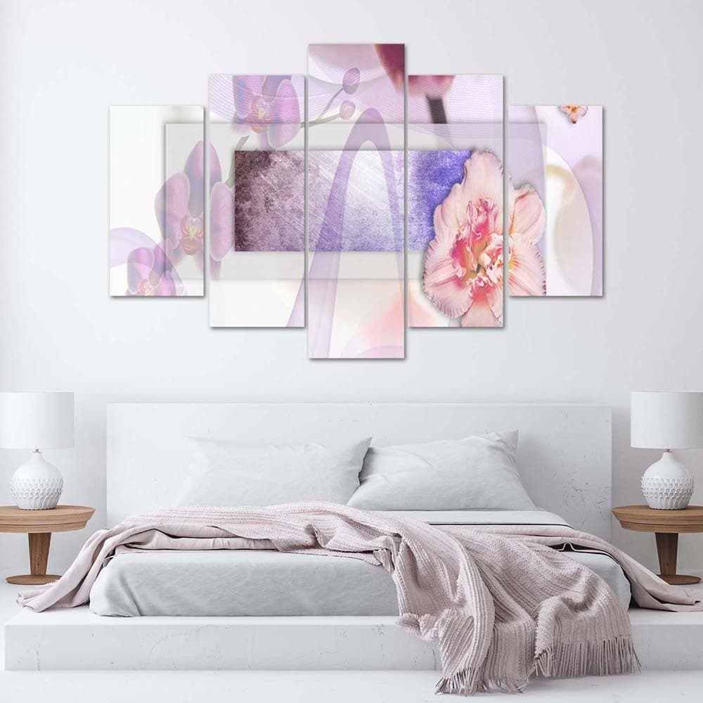 Quadri Quadro 5 pezzi Stampa su tela fiore astrazione viola in Poster e stampe Collezione Casa - Trebisacce, commercioVirtuoso.it