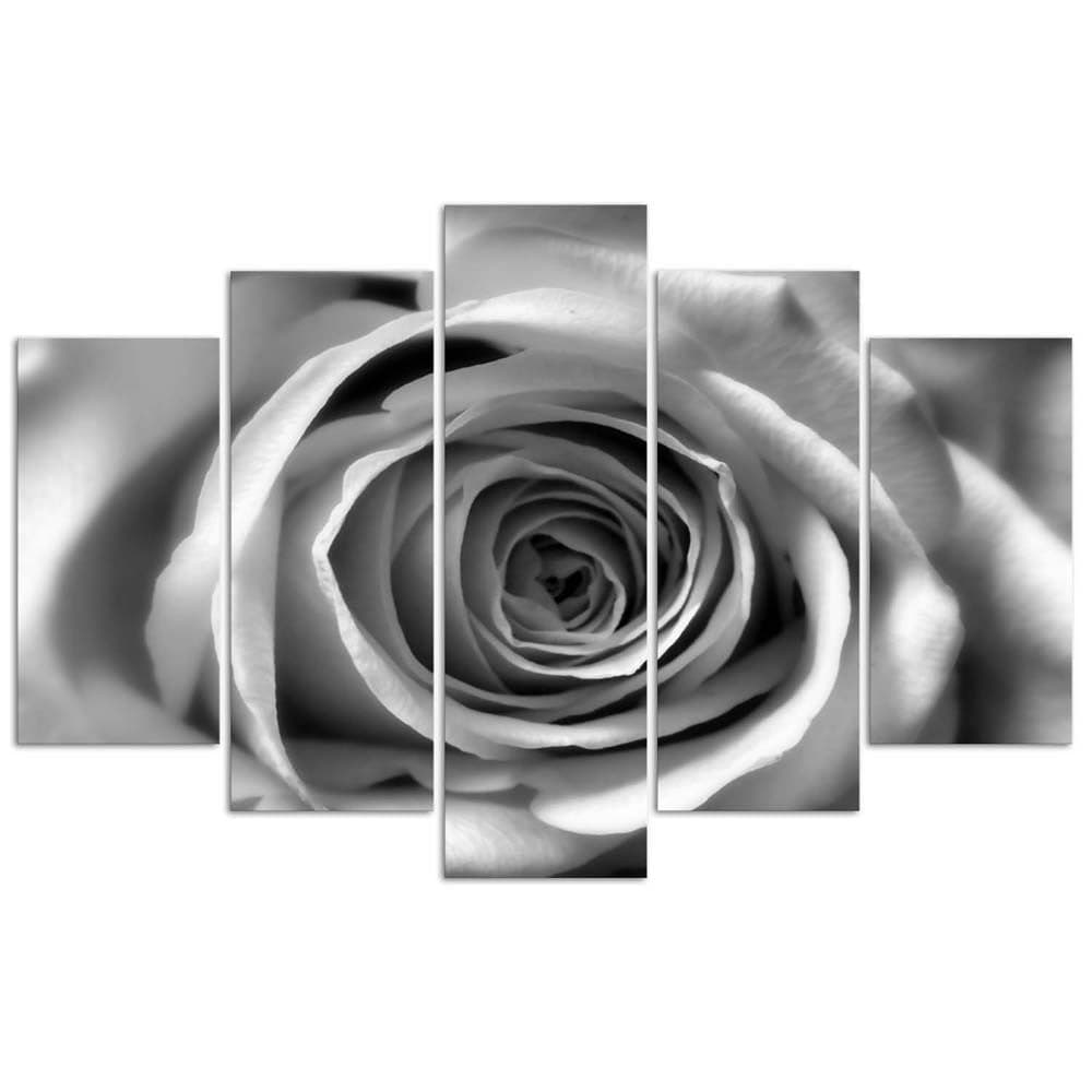 Quadro su tela 5 pannelli Fiori di rosa in bianco e nero in Poster e stampe Collezione Casa - Trebisacce, commercioVirtuoso.it