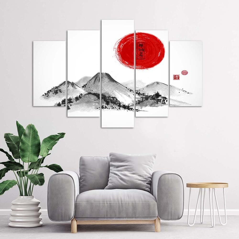 Quadri Quadro 5 pezzi Stampa su tela Giappone Montagne Sole in Poster e stampe Collezione Casa - Trebisacce, commercioVirtuoso.it
