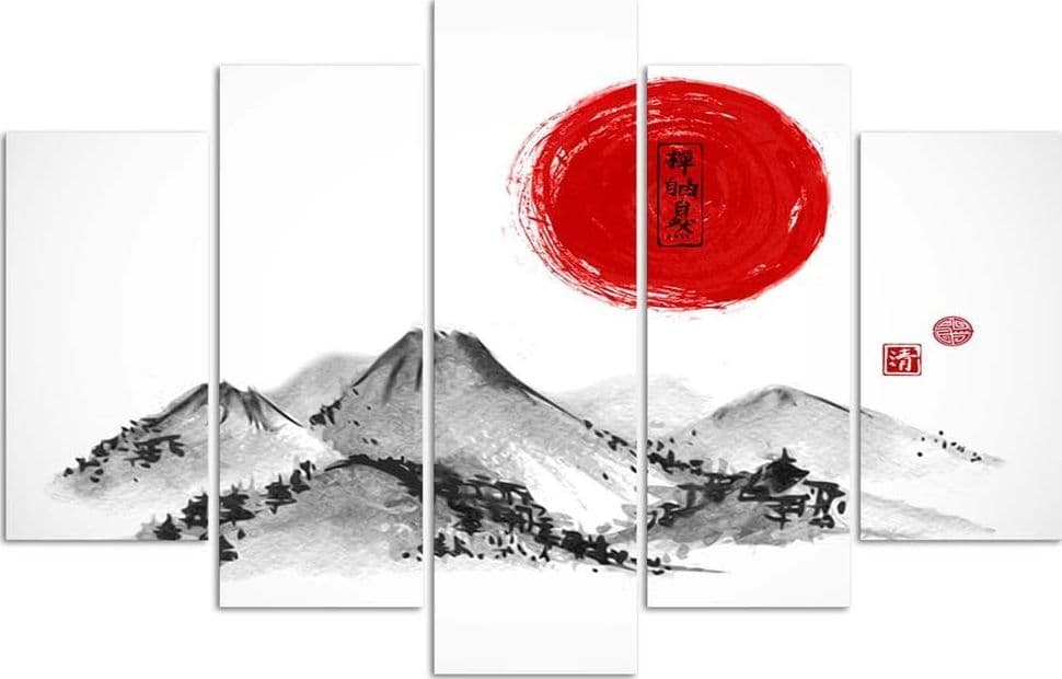 Quadri Quadro 5 pezzi Stampa su tela Giappone Montagne Sole in Poster e stampe Collezione Casa - Trebisacce, commercioVirtuoso.it