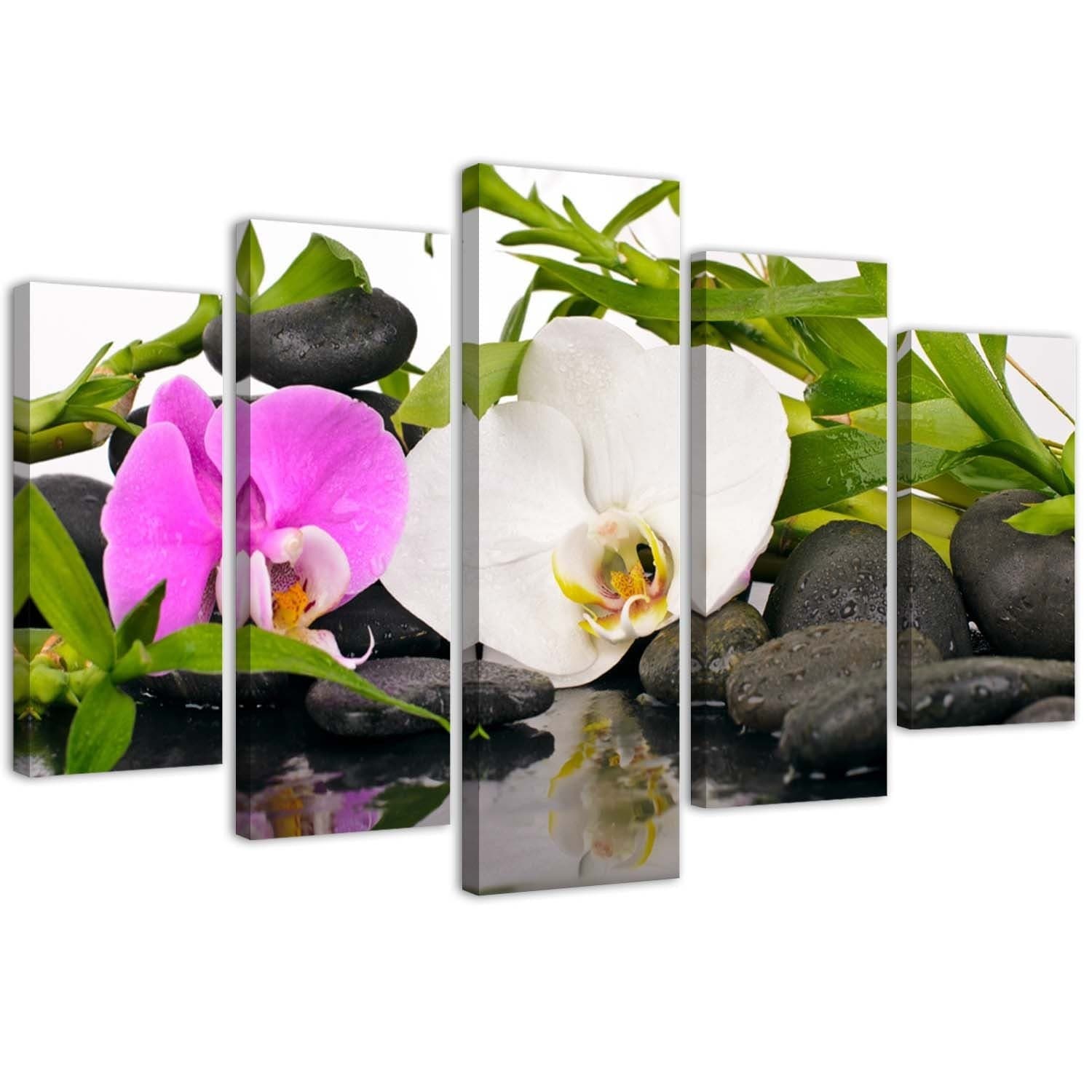 Quadri Quadro 5 pezzi Stampa su tela Pietre di bambù orchidea in Poster e stampe Collezione Casa - Trebisacce, commercioVirtuoso.it