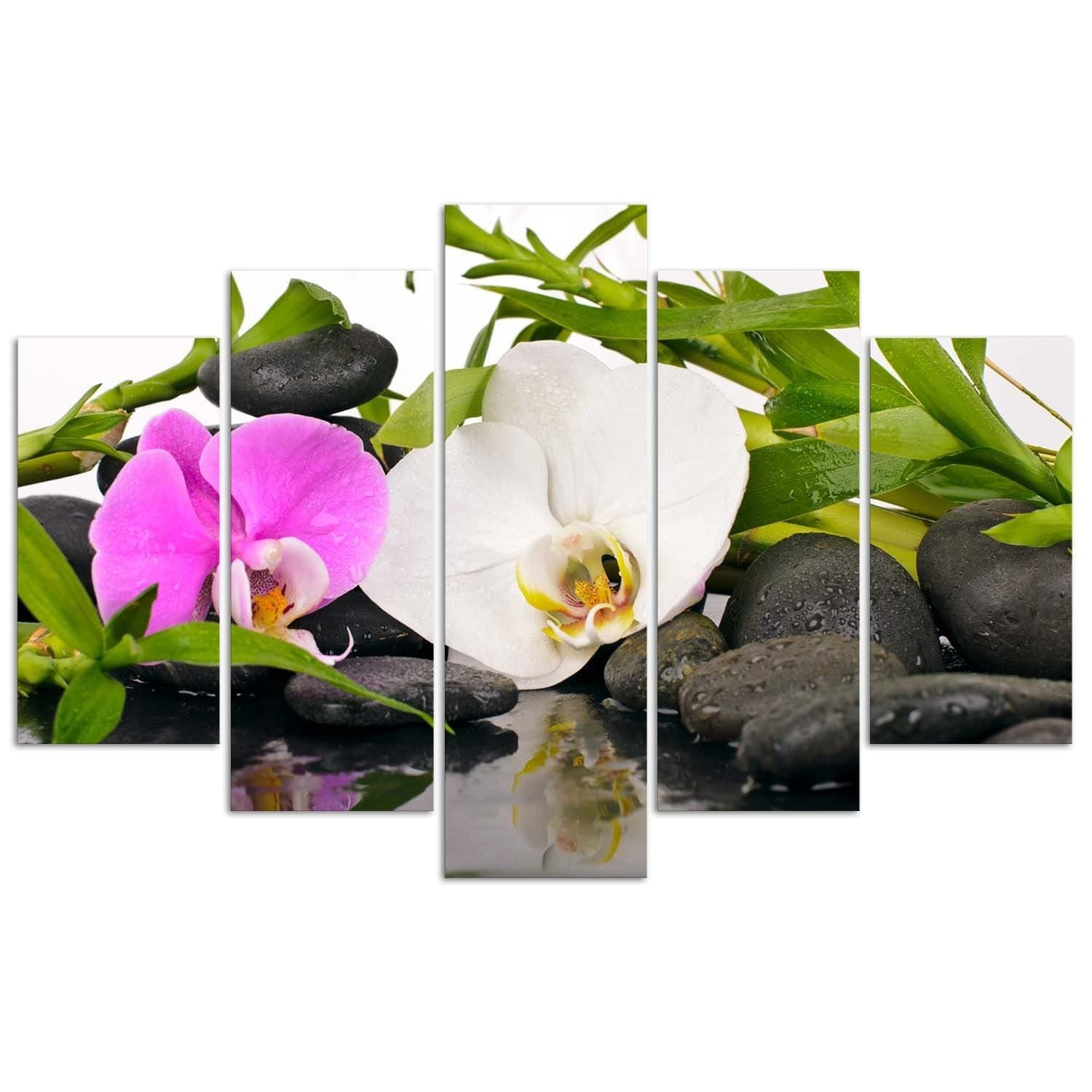 Quadri Quadro 5 pezzi Stampa su tela Pietre di bambù orchidea in Poster e stampe Collezione Casa - Trebisacce, commercioVirtuoso.it