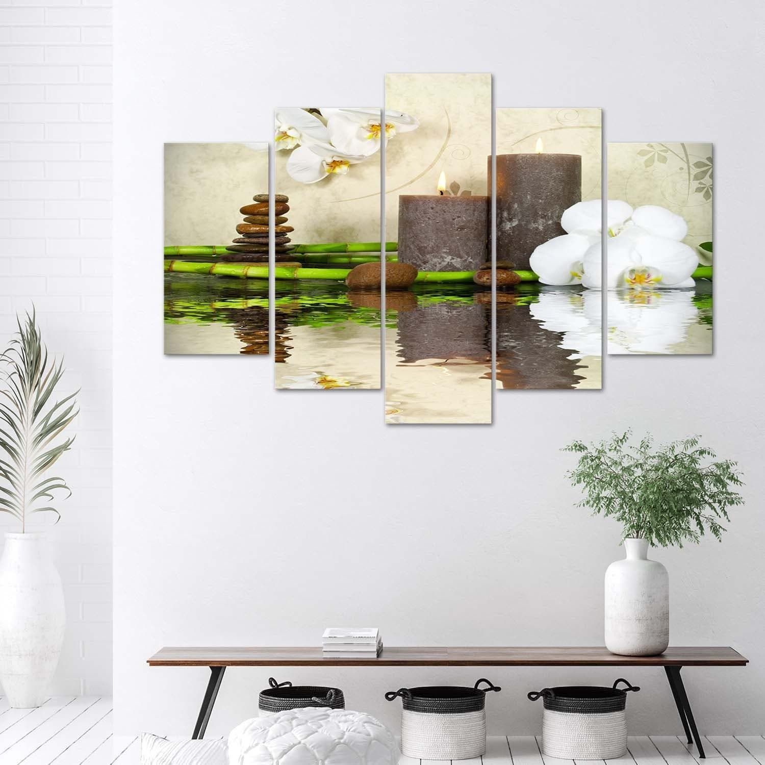 Quadro su tela 5 pannelli Candela Zen Spa Orchid in Poster e stampe Collezione Casa - Trebisacce, commercioVirtuoso.it
