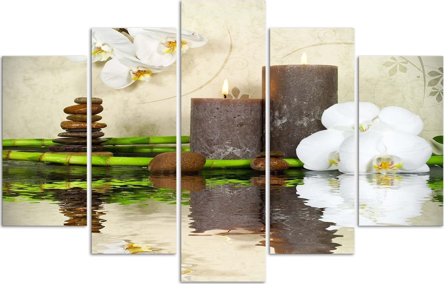 Quadro su tela 5 pannelli Candela Zen Spa Orchid in Poster e stampe Collezione Casa - Trebisacce, commercioVirtuoso.it