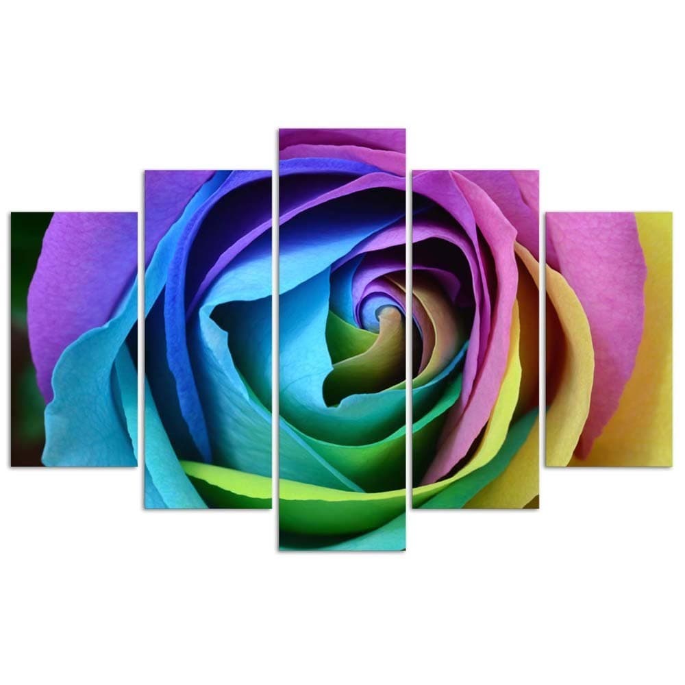 Quadro su tela 5 pannelli Fiore di rosa colorato in Poster e stampe Collezione Casa - Trebisacce, commercioVirtuoso.it