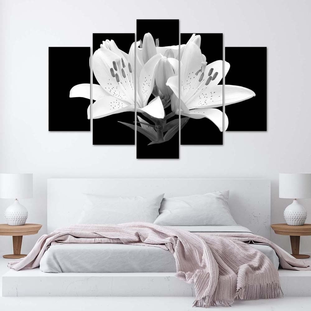 Quadro su tela 5 pannelli Gigli bianchi Fiori Natura in Poster e stampe Collezione Casa - Trebisacce, commercioVirtuoso.it