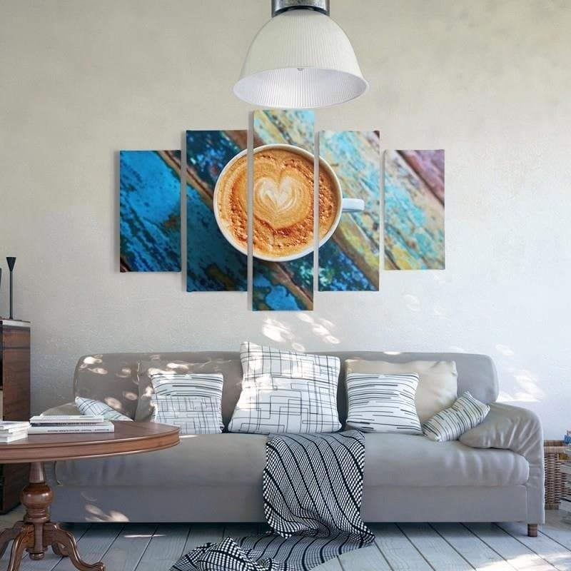 Quadri Quadro 5 pezzi Stampa su tela Tazze da caffè in legno retrò in Poster e stampe Collezione Casa - Trebisacce, commercioVirtuoso.it