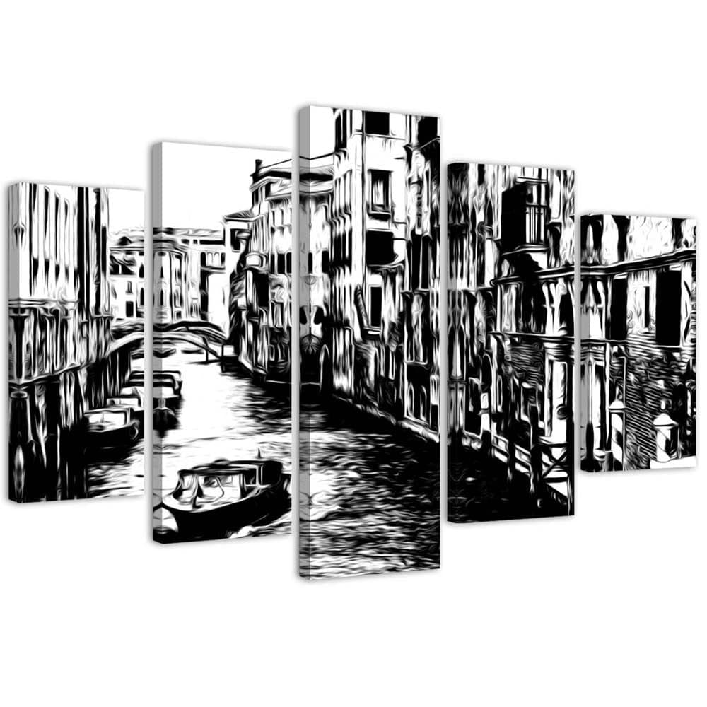Quadro su tela 5 pannelli Venezia Italia Bianco e Nero in Poster e stampe Collezione Casa - Trebisacce, commercioVirtuoso.it