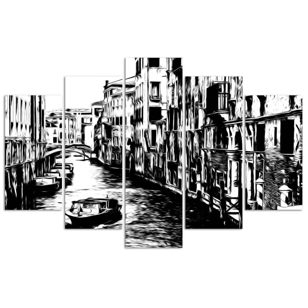 Quadro su tela 5 pannelli Venezia Italia Bianco e Nero in Poster e stampe Collezione Casa - Trebisacce, commercioVirtuoso.it