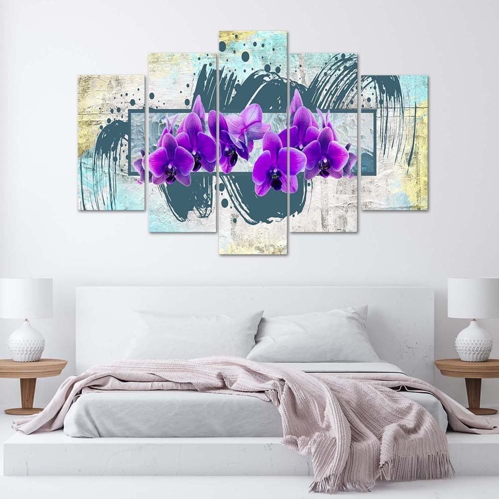 Quadri Quadro 5 pezzi Stampa su tela Orchidea fiore viola in Poster e stampe Collezione Casa - Trebisacce, commercioVirtuoso.it
