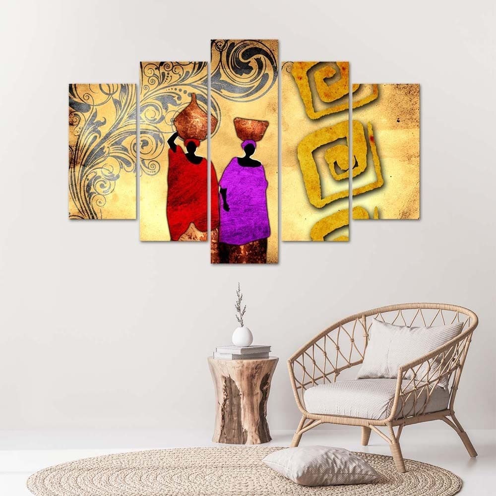 Quadro su tela 5 pannelli Dipingere l'Africa Donne colorate in Poster e stampe Collezione Casa - Trebisacce, commercioVirtuoso.it
