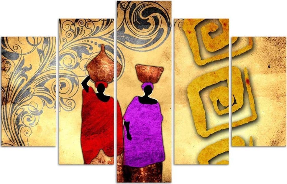 Quadro su tela 5 pannelli Dipingere l'Africa Donne colorate in Poster e stampe Collezione Casa - Trebisacce, commercioVirtuoso.it