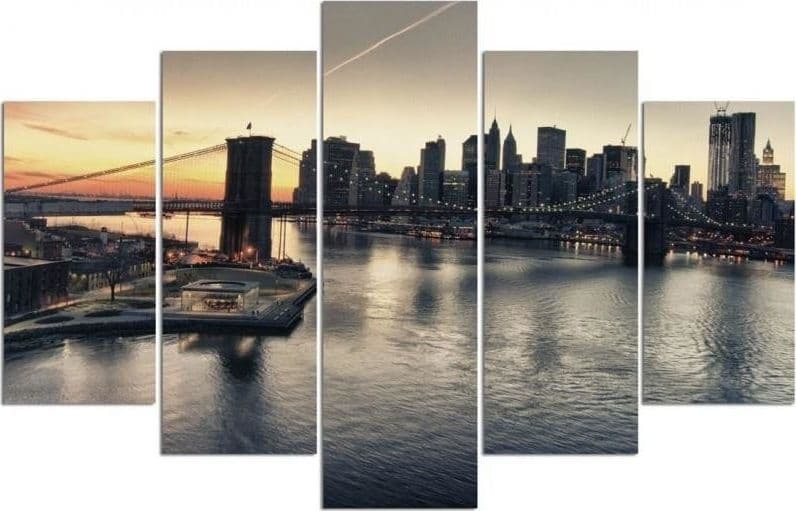 Quadro su tela 5 pannelli New York City Ponte di Brooklyn in Poster e stampe Collezione Casa - Trebisacce, commercioVirtuoso.it