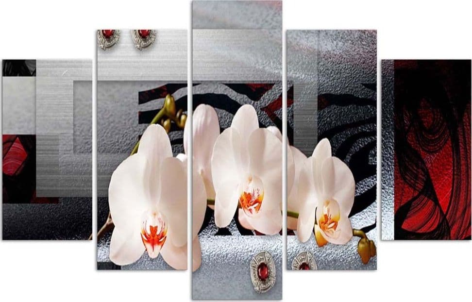 Quadro Multipannello Orchidea e sfondo geometrico in Poster e stampe Collezione Casa - Trebisacce, commercioVirtuoso.it