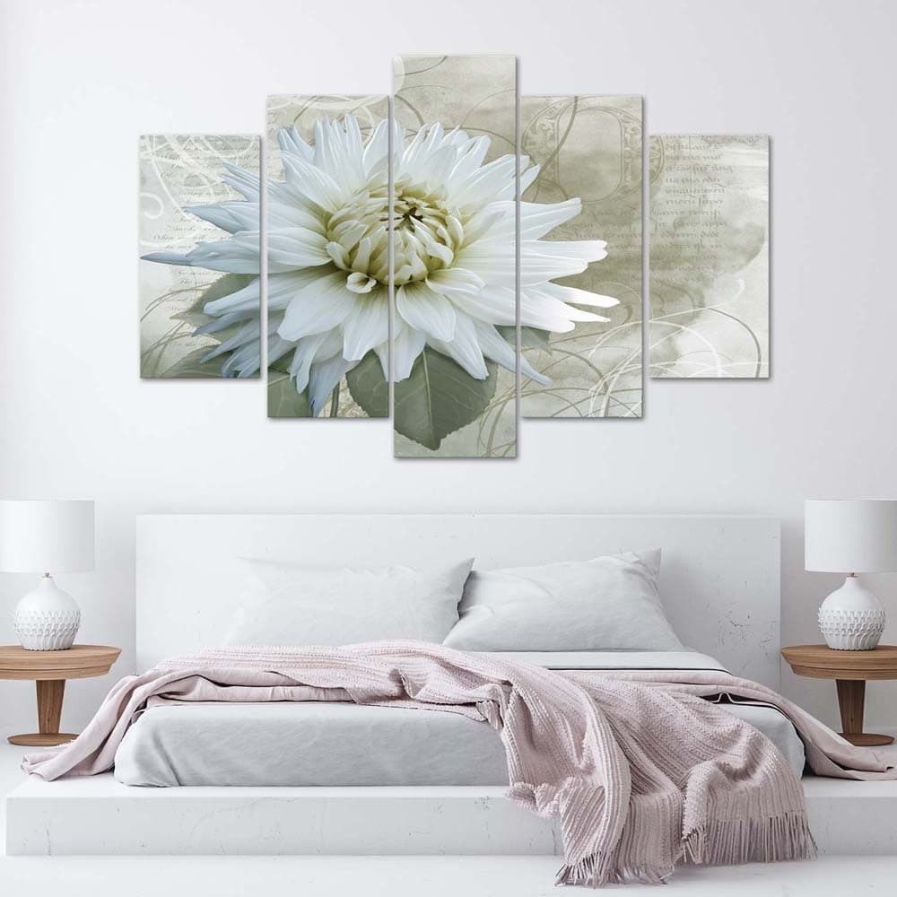 Quadri Quadro 5 pezzi Stampa su tela Fiore Bianco Beige Vintage in Poster e stampe Collezione Casa - Trebisacce, commercioVirtuoso.it