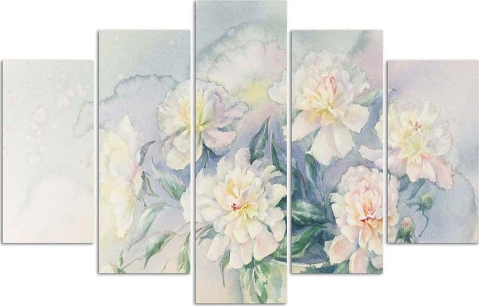 Quadro su tela 5 pannelli Bouquet di fiori bianco in Poster e stampe Collezione Casa - Trebisacce, commercioVirtuoso.it