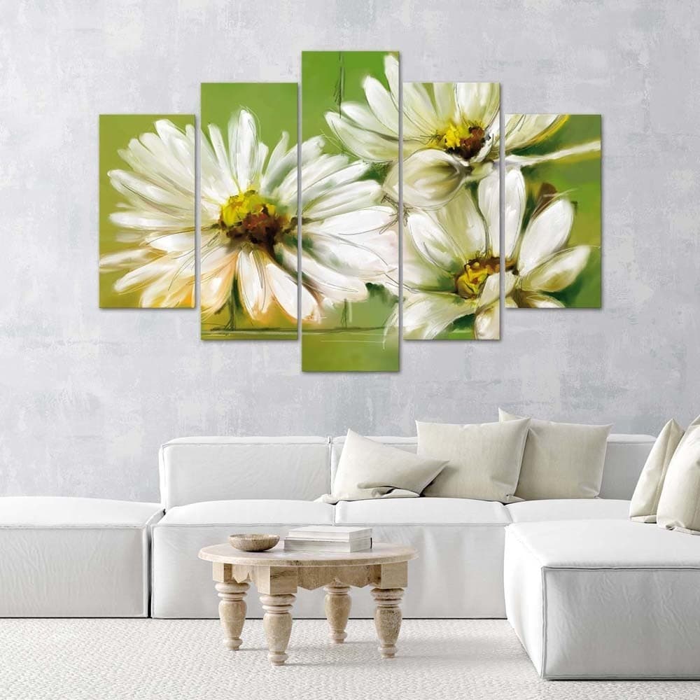 Quadri Quadro 5 pezzi Stampa su tela Margherite bianche fiori in Poster e stampe Collezione Casa - Trebisacce, commercioVirtuoso.it