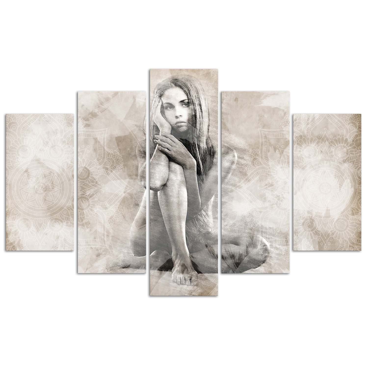 Quadro su tela 5 pannelli Nudo femminile Beige in Poster e stampe Collezione Casa - Trebisacce, commercioVirtuoso.it