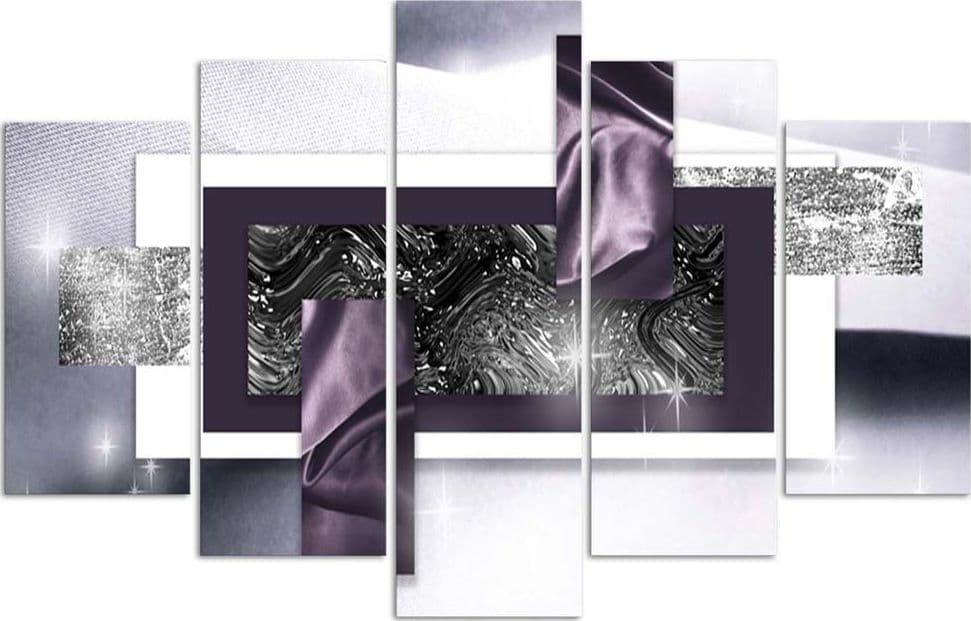 Quadri Quadro 5 pezzi Stampa su tela Grigio viola astratto in Poster e stampe Collezione Casa - Trebisacce, commercioVirtuoso.it