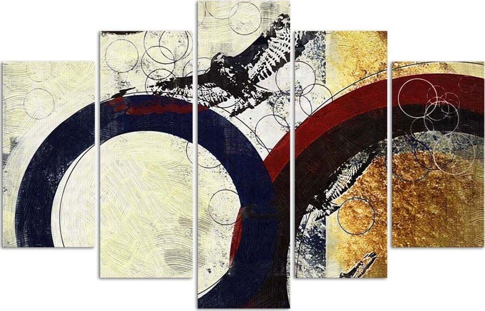 Quadro su tela 5 pannelli Cerchio astratto colorato in Poster e stampe Collezione Casa - Trebisacce, commercioVirtuoso.it