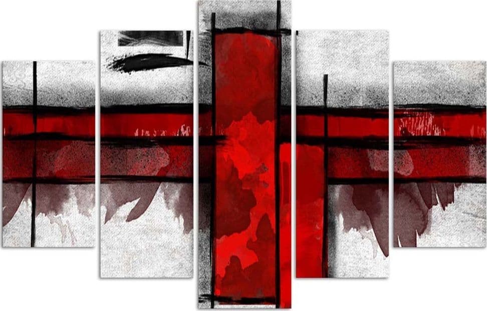 Quadri Quadro 5 pezzi Stampa su tela Astratto Bianco Rosso in Poster e stampe Collezione Casa - Trebisacce, commercioVirtuoso.it