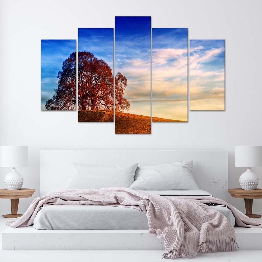 Quadri Quadro 5 pezzi Stampa su tela Paesaggio Albero Montagne in Poster e stampe Collezione Casa - Trebisacce, commercioVirtuoso.it