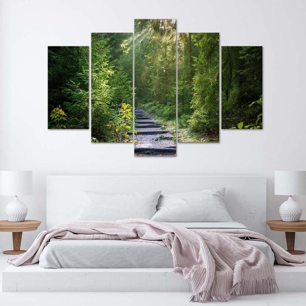 Quadri Quadro 5 pezzi Stampa su tela Foresta Natura Paesaggio verde in Poster e stampe Collezione Casa - Trebisacce, commercioVirtuoso.it