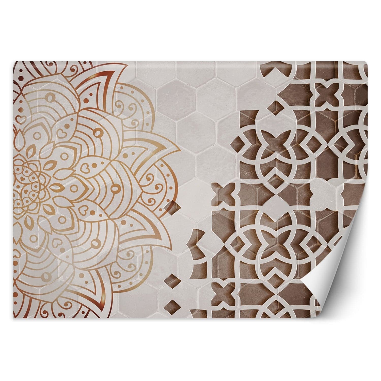 Carta Da Parati, 3D Mandala Ornamento Marrone Astratto in Carta da parati Collezione Casa - Trebisacce, commercioVirtuoso.it