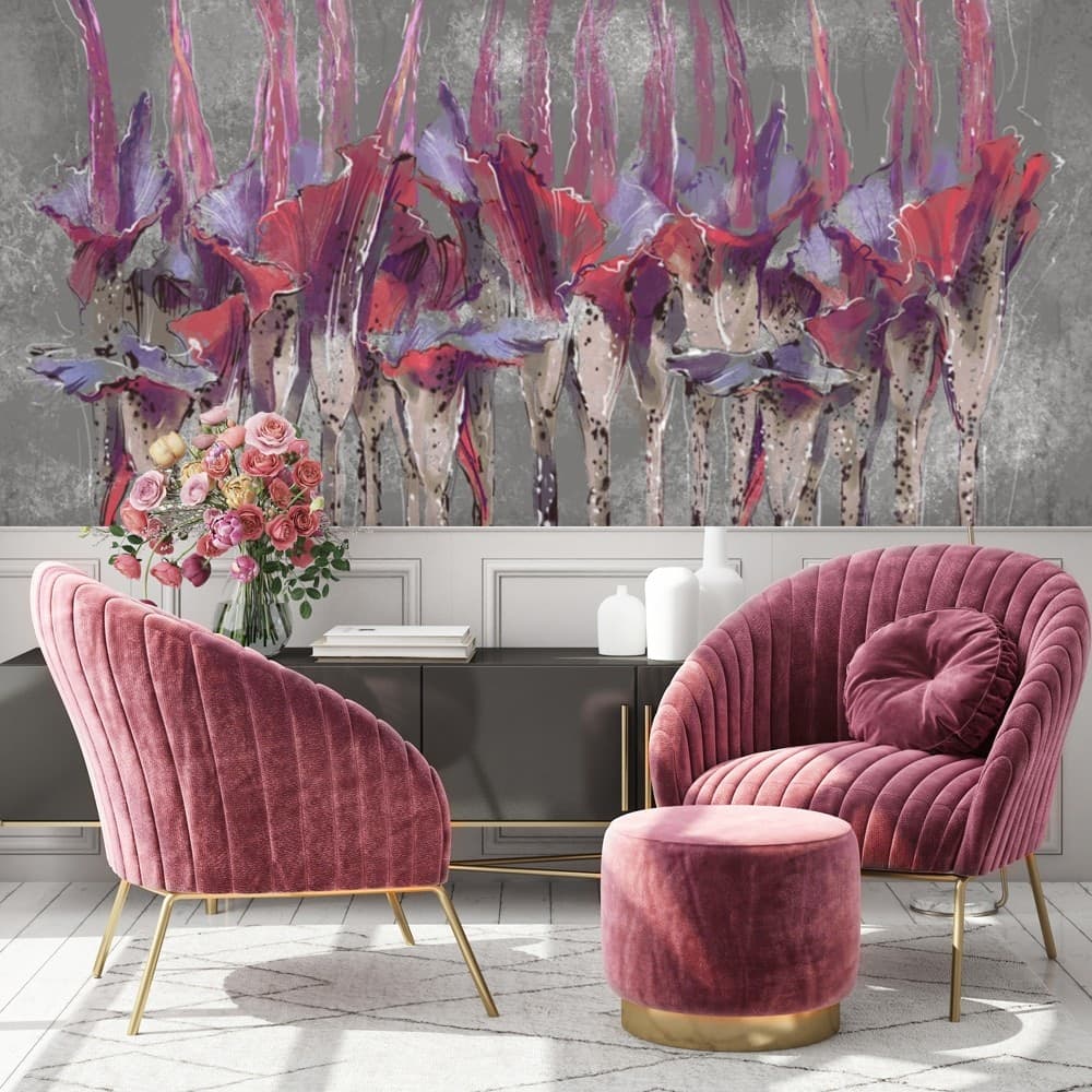 Carta Da Parati, Astratto Piante Fiori come dipinto in Carta da parati Collezione Casa - Trebisacce, commercioVirtuoso.it