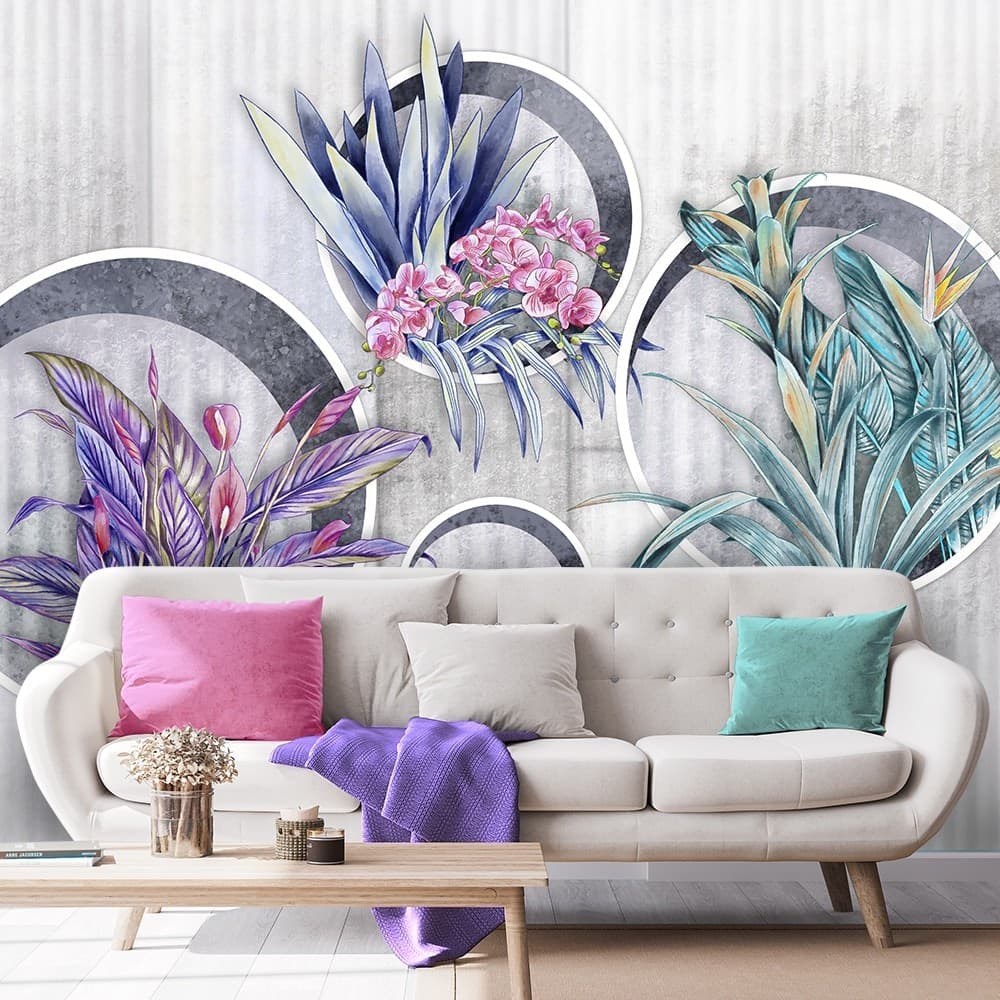 Carta Da Parati, Fiori viola in vaso aspetto concreto in Carta da parati Collezione Casa - Trebisacce, commercioVirtuoso.it
