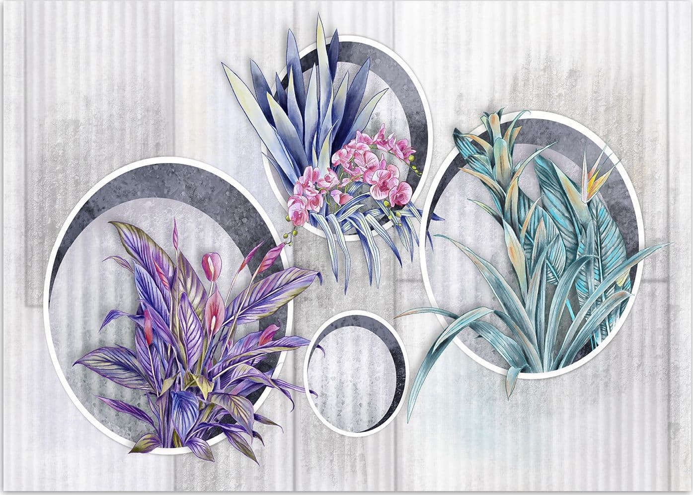 Carta Da Parati, Fiori viola in vaso aspetto concreto in Carta da parati Collezione Casa - Trebisacce, commercioVirtuoso.it