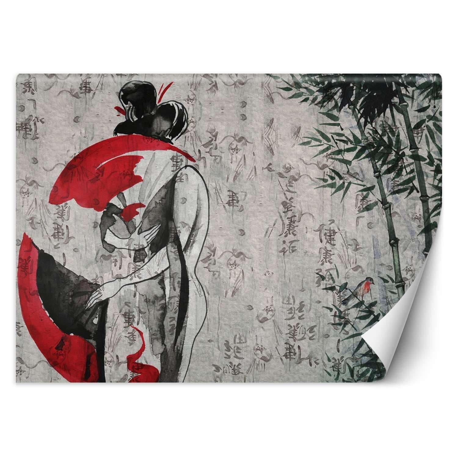 Carta Da Parati, Geisha giapponese con ventaglio Astratto in Carta da parati Collezione Casa - Trebisacce, commercioVirtuoso.it