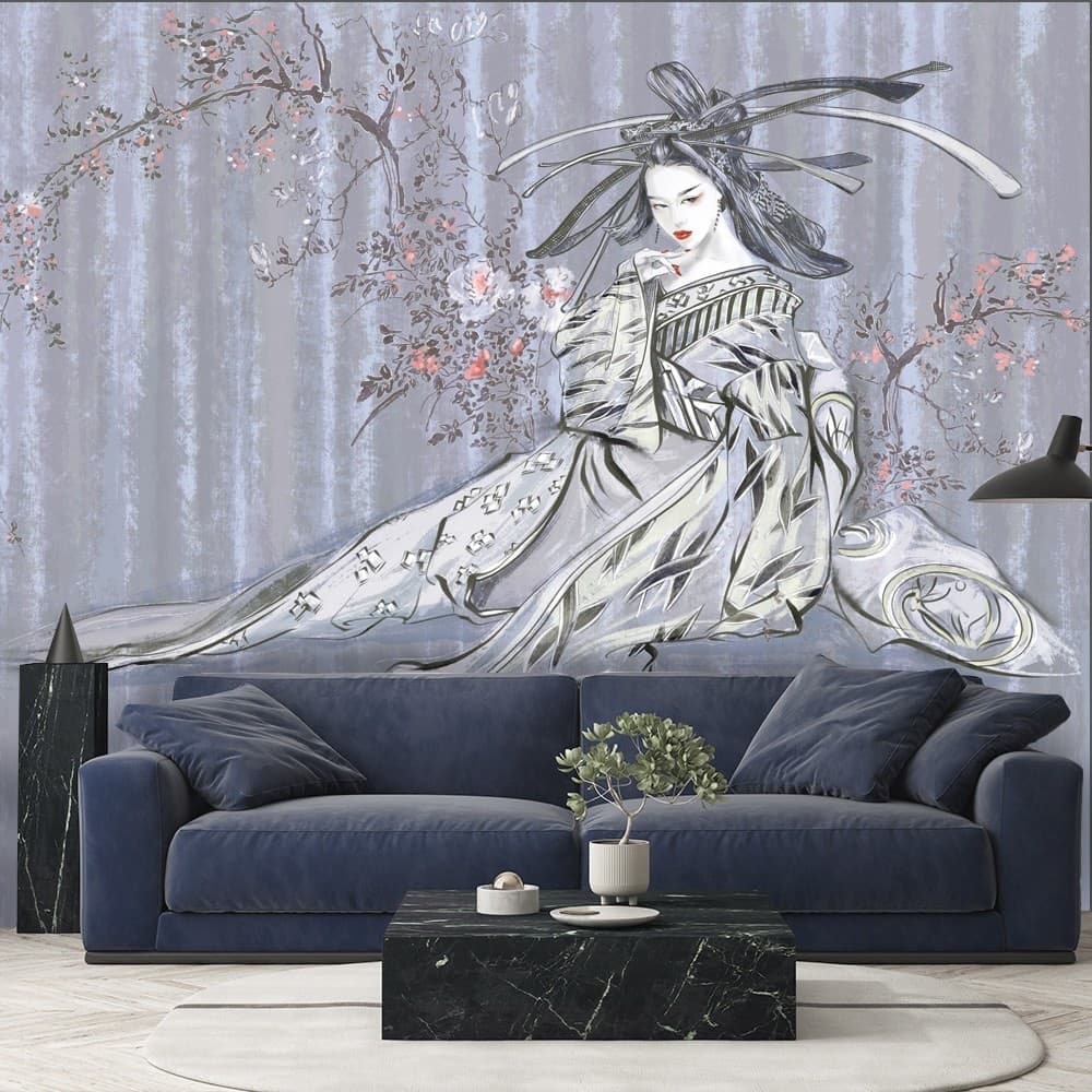 Carta Da Parati, Geisha ritratto in seppia Viola Viollet in Carta da parati Collezione Casa - Trebisacce, commercioVirtuoso.it