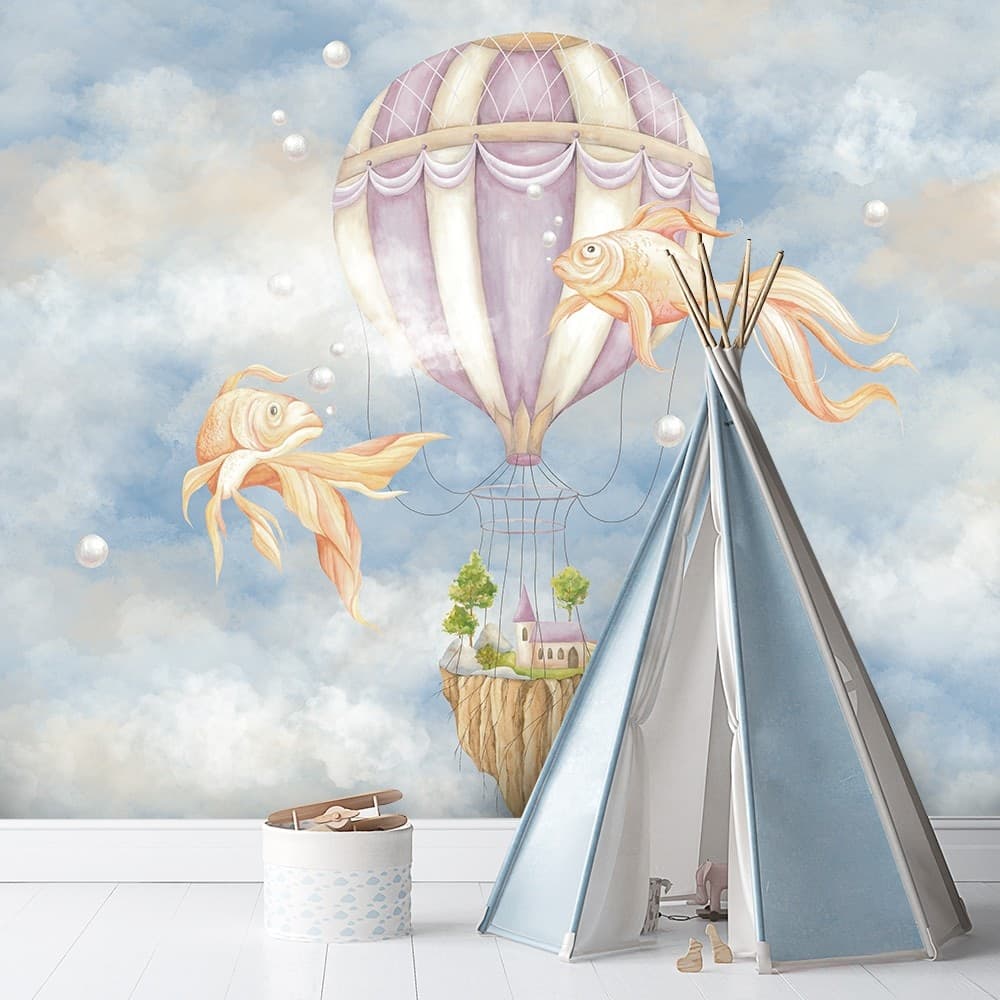 Carta Da Parati, Palloncino volante e pesce blu in Carta da parati Collezione Casa - Trebisacce, commercioVirtuoso.it