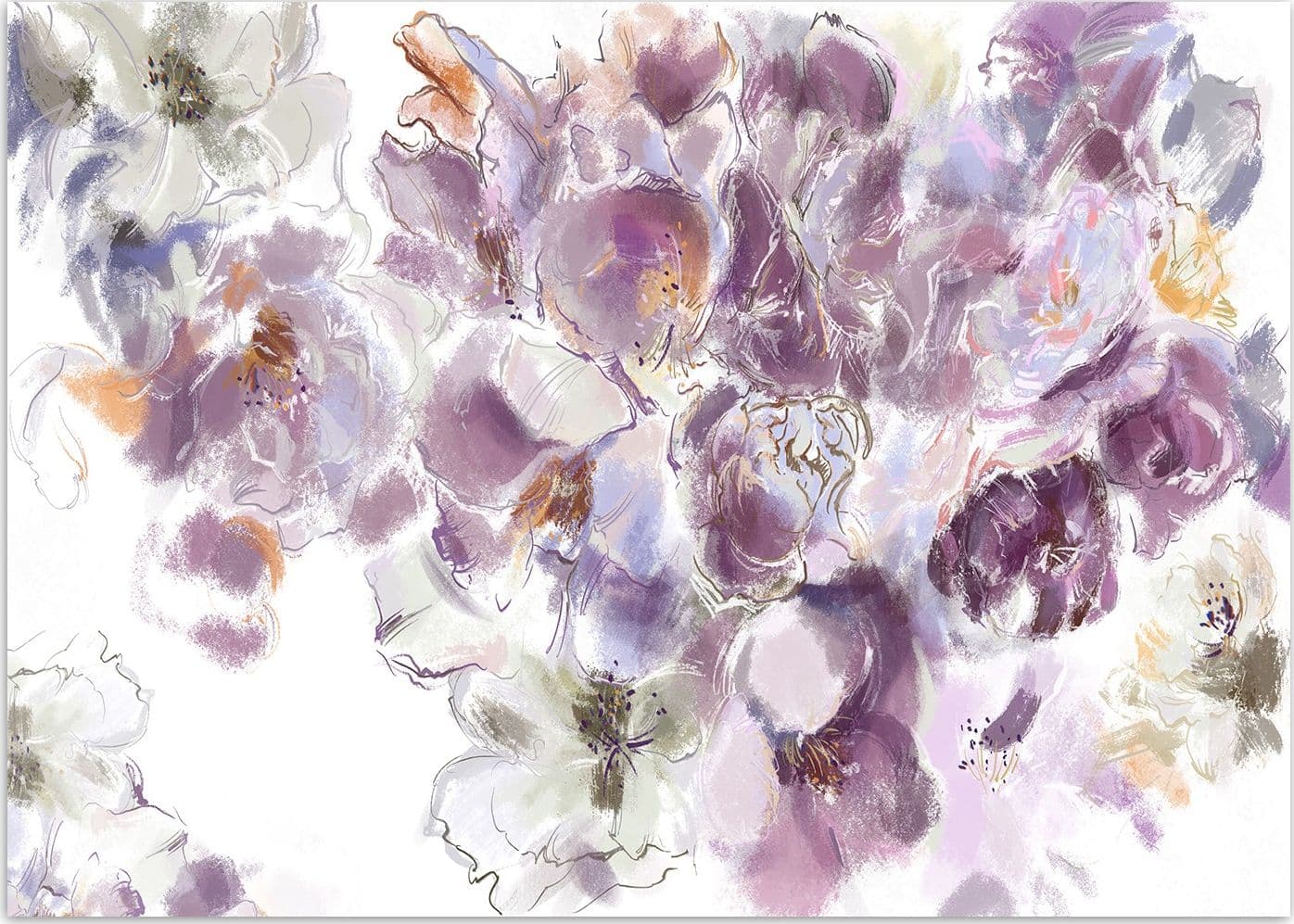 Carta Da Parati, Viollet viola Iris Flower dipinto a mano in Carta da parati Collezione Casa - Trebisacce, commercioVirtuoso.it