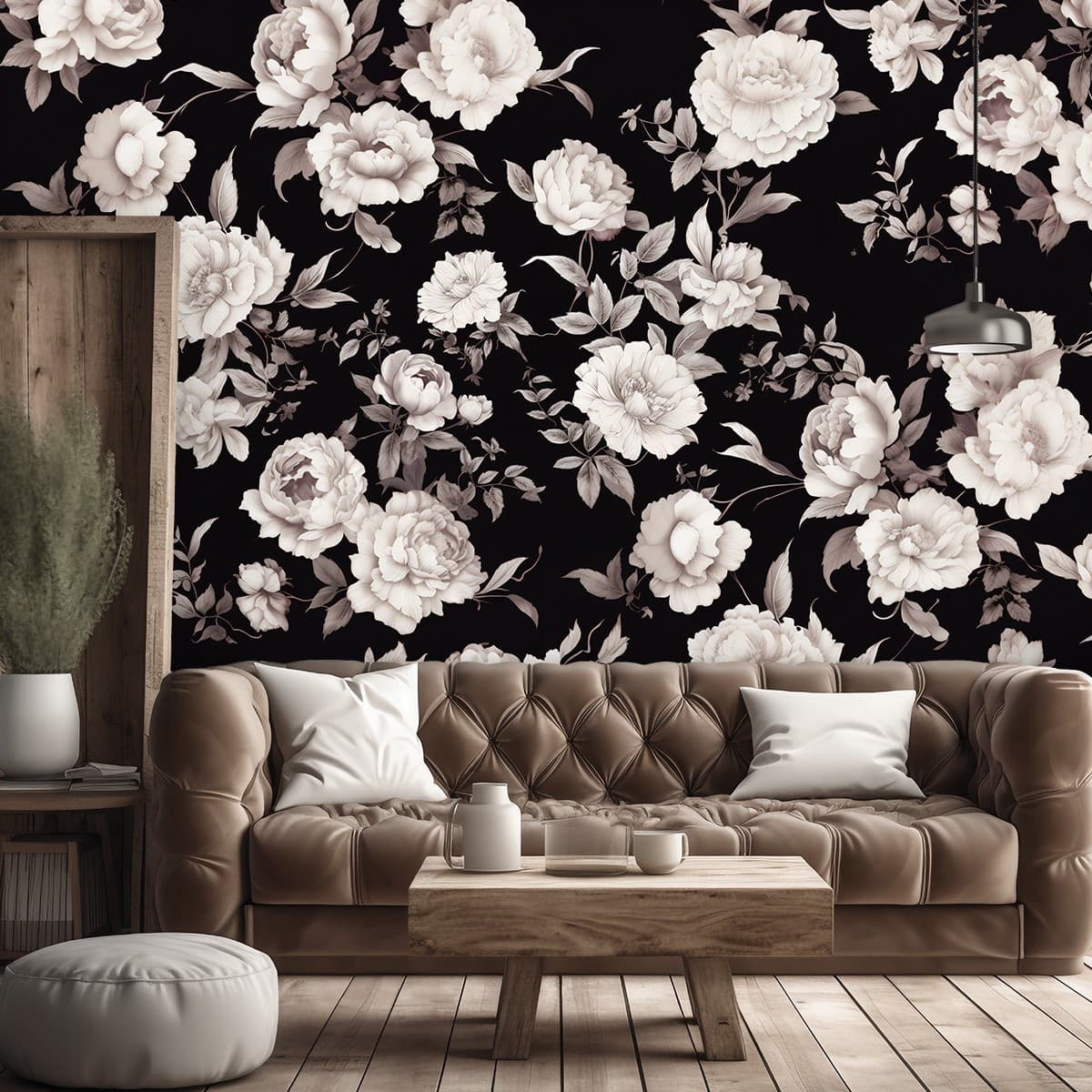 Carta Da Parati, Fiori in bianco e nero in Carta da parati Collezione Casa - Trebisacce, commercioVirtuoso.it