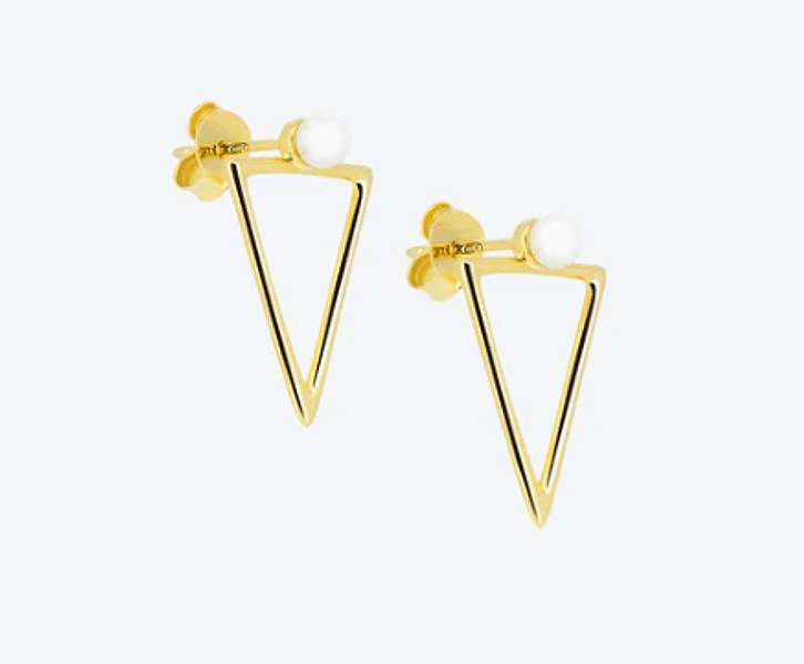 Anihma - ORECCHINI TRIANGOLO E PERLA - ORO